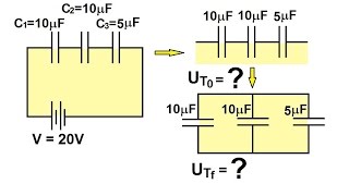 Physics 39 Capacitors 30 of 37 Energy Initial amp Final in DC Circuit [upl. by Digirb]