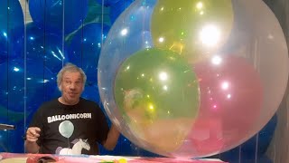 Stuffing Multicolored Crystal 16quot Balloons in a 36quot Clear Balloon [upl. by Drummond173]