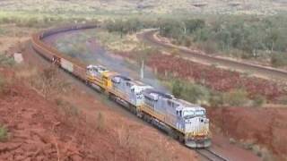 Australian trains  Rio Tinto 234 car ore train [upl. by Suoicserp576]