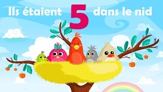 Ils étaient 5 dans le nid  Comptine avec gestes pour enfants et bébés avec les paroles [upl. by Toille]