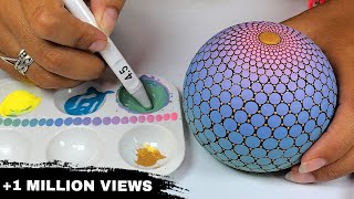 Easy Mandala Art for Beginners Dot Painting Rocks Tutorial Painted Stones Step by Step Oval Egg Rock [upl. by Eikcim249]