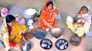 Secret of Bangalir Puli Pitha Recipe  Perfect Puli Pitha Recipe Prepared by Grandmother villfood [upl. by Attezi144]