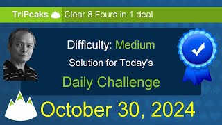 Microsoft Solitaire Collection TriPeaks  Medium  October 30 2024 [upl. by Adan]