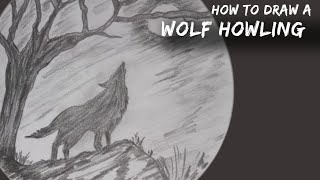 How to draw a wolf howling  painting  drawing  sketch wolf2024 [upl. by Mei]