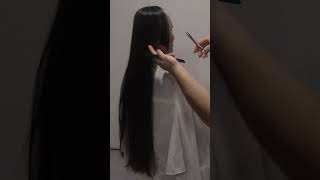 Ladies very thick long hair cut short haircut ladieshaircut hair pixiecut salon longtoshort [upl. by Nilok]