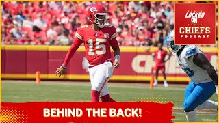 Chiefs Mahomes Completes Behind the Back Pass Drop Game 2423 LIVE [upl. by Solotsopa]