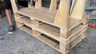 Upcycled Pallet Large Garden Furniture  How to Make a Sofa amp Garden Furniture with Pallets [upl. by Wilfreda400]