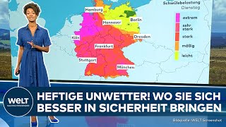 WETTER IN DEUTSCHLAND Überschwemmungen und Sturzfluten erwartet Unwetter und Gewitter im Südwesten [upl. by Neyuh683]