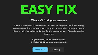 Fix We cant find your camera Error 0xA00F4244 in Windows 1110  How To Solve Camera Not Working [upl. by Socin]