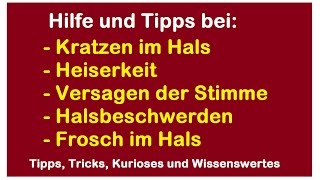 Stimme weg  Kratzen im Hals  Hilfe bei Heiserkeit Halsschmerzen Halsbeschwerden lindern  Was tun [upl. by Annawd]