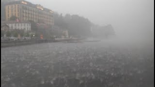 GRANDINE RECORD sul lago di Como battello bombardato davanti a Tremezzo [upl. by Eonak500]