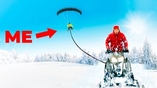 World’s First SNOWMOBILE Parasailing [upl. by Prochora]