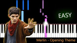 Merlin  Opening Theme  EASY Piano Tutorial by Russell [upl. by Kunin171]