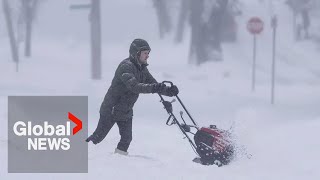 Nova Scotia snowstorm Parts of Cape Breton under state of emergency 100 cm of snow possible [upl. by Hedaza127]