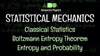 Statistical Mechanics  Classical Statistics  Boltzmann Entropy Theorem  Entropy and Probability [upl. by Sidman]