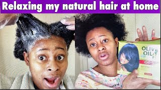 PERMING MY NATURAL HAIR AFTER 3 YEARS OF BEING NATURAL  how to apply relaxer on your hair at home [upl. by Lertsek]