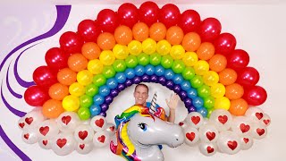 COMO HACER UN ARCO DE GLOBOS 🌈 decoracion cumpleaños  arcoiris de globos  arco iris gustavo gg [upl. by Auhesoj22]