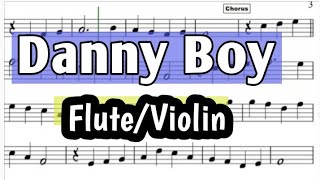 Danny Boy Flute or Violin Sheet Music Backing Track Play Along I Londonderry Air [upl. by Urbanna]