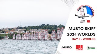 ACO 13th Musto Skiff World Championship 2024  Race Day 5 Video [upl. by Natsreik462]