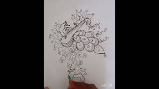 Rangoli design easy drawing  best way drawing rangoli  rangoli drawing for karwachauth rangoli [upl. by Ihsorih]