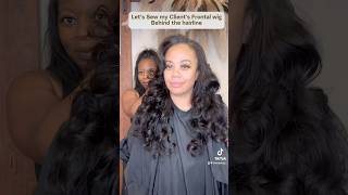 Sewing my client’s frontal wig behind the hairline 1010 recommend wiginstall frontalwig hair [upl. by Gwendolen]