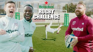 Cresswell Lanzini amp Cornet Take On The Heineken Rugby Challenge Presented by Andy Goode [upl. by Necila]