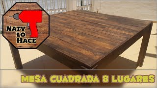 Como se hace  Mesa cuadrada 8 personas reciclada de pallet [upl. by Aetnuahs]