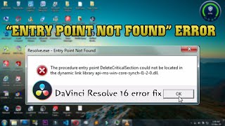 DaVinci Resolve quotEntry Point Not Foundquot issue fixfor windows 7810  Adhav [upl. by Oguh]