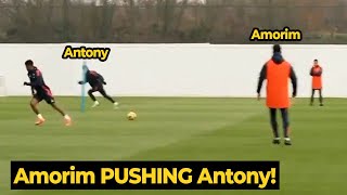 Ruben Amorim teaching Antony to play as wingback in first training at Man United  Man Utd News [upl. by Harsho]