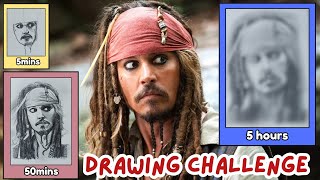 Drawing Challenge  5m 50m 5h  Captain Jack Sparrow [upl. by Shute767]