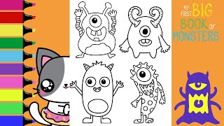 Coloring My First Big Book of Monsters Cute Spooky Monsters Coloring Book Page  Sprinkled Donuts JR [upl. by Aradnahc923]