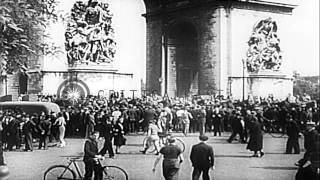 German Tank Panzer Division parades on streets of Paris in France HD Stock Footage [upl. by Neona]