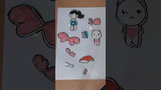 Doll stickerdiy art handmade sticker nawar ideas [upl. by Aiciram]