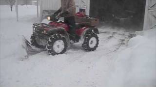 Honda Foreman 450 Plowing Snow [upl. by Leugimesoj]