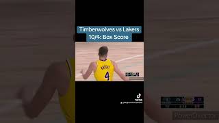 Timberwolves vs Lakers 104 Box Score [upl. by Eliseo]