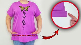 💥Sewing Trick How to shorten a beautifully Tshirt in just 3 minutes [upl. by Anabelle]