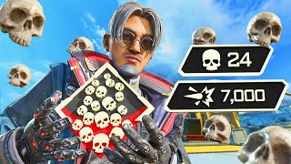 AWESOME Crypto 24 KILLS and 7000 Damage Apex Legends Gameplay [upl. by Llerrom]