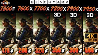 Ryzen 5 7500F vs 5 7600x vs 7 7700x vs 7 7800x3D vs 9 7900x3D vs 9 7950x3D  Test  4K  RTX 4090 [upl. by Ally]