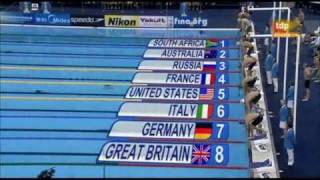 240711 World championships swimming Shanghai Mens 4x100 Freestyle 400 libre masculino [upl. by Nylarat]