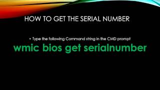 Get serial number of your laptop from BIOS using WMIC [upl. by Ellehcal]