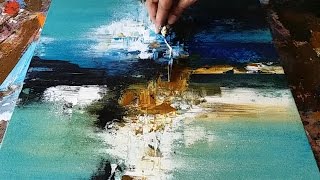 Abstract painting  Demonstration of Abstract painting in Acrylics  Palette knife [upl. by Cory892]