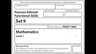 Functional Skills Maths L1 Past Paper 9 Pearson Edexcel [upl. by Brathwaite]