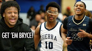 Bronny James Reacts to Bryce James Biggest Game Sierra Canyon vs Notre Dame Wild Finish [upl. by Almire]