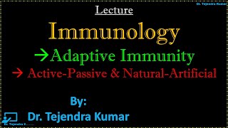 IMM L6 Adaptive  Acquired Immunity  Active  Passive  Natural  Artificial immunity [upl. by Ssac317]