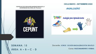 RAZONAMIENTO VERBAL ANALOGÍAS 🦶🧦 CEPUNT CICLO COMPLETO [upl. by Ahsile938]