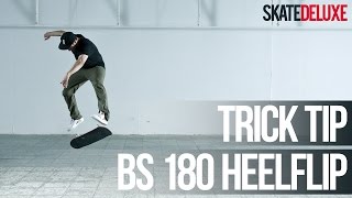 How to BS 180 Heelflip  Skateboard Trick Tip  skatedeluxe [upl. by Naek374]