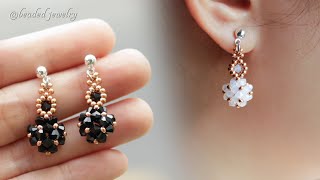 DIY beaded bead earrings Easy to make for beginners Jewelry making [upl. by Yenolem997]