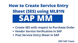 How to create service entry sheet in SAP MM module using t code ML81N [upl. by Jaimie656]