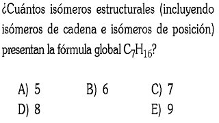 QUIMICA ORGANICA  ISOMERIA PROBLEMA RESUELTO admisión universidadingenieríaQuímica [upl. by Ajan]