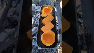 Roasted butternut squash outdoorcooking butternutsquash [upl. by Aicirtel]